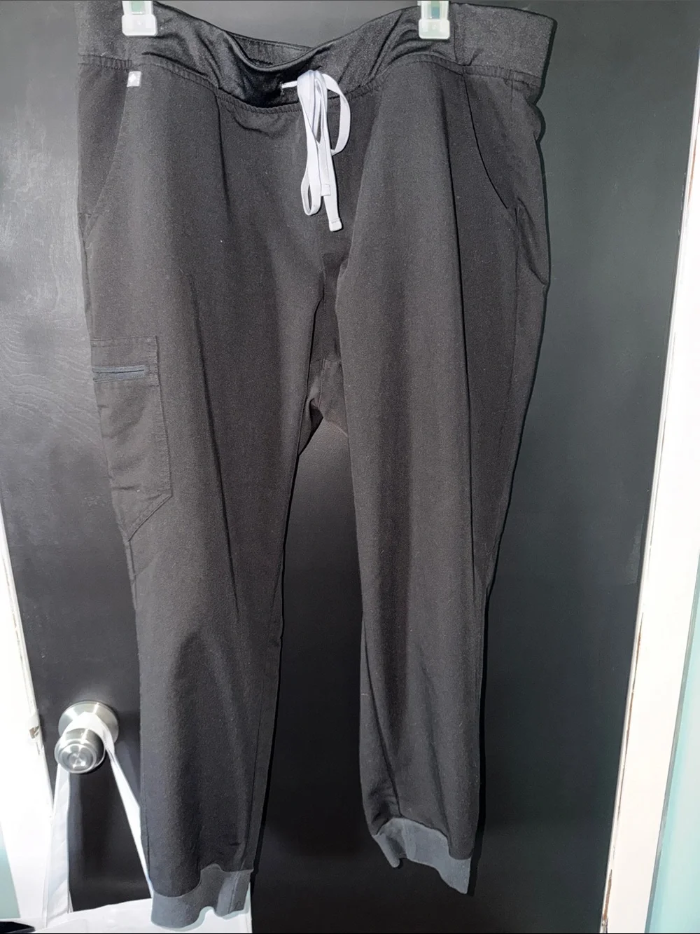 Women's Black Drawstring Casual Pants - Picture 1 of 4